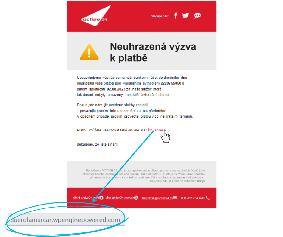 příklad podvodného emailu